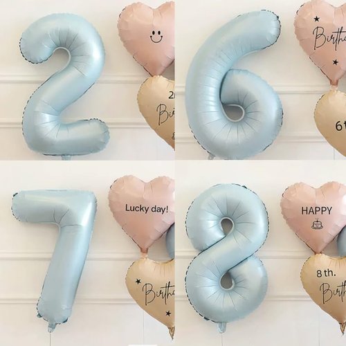 40 Inch Matte Blue 2 Number Balloons Light Blue Number 2 Foil Balloon Mylar Helium Balloon for Birthday Party Decoration Wedding Anniversary Supplies (Number 2)