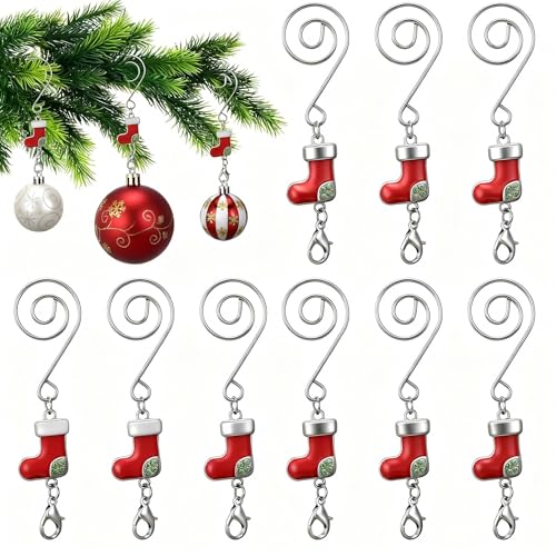 12 Pcs Christmas Tree Ornament Hooks with Lobster Claw & Boot Design