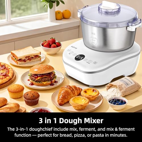 Home Dough Maker 5.3QT Dough Mixer with Fermentation Function - White