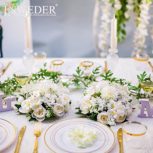 Inweder White Silk Flower Balls Centerpieces Set of 10 for Weddings & Events