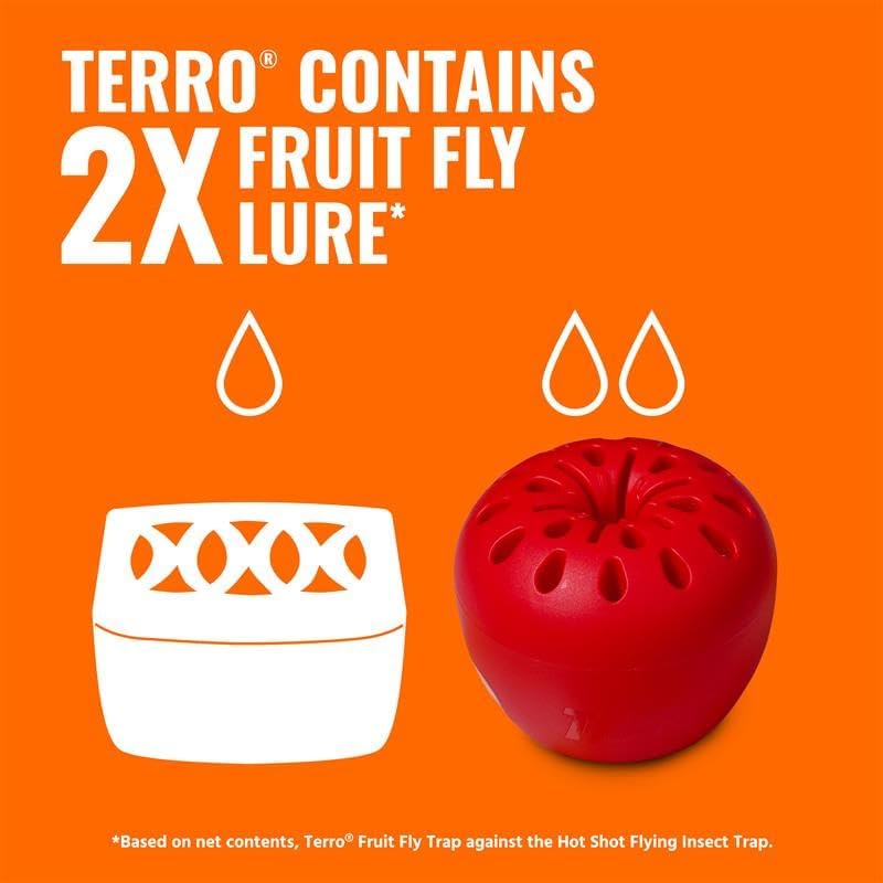 Terro Fruit Fly Traps - 6 Pack with 270 Days of Effective Lure Supply for Indoor Use