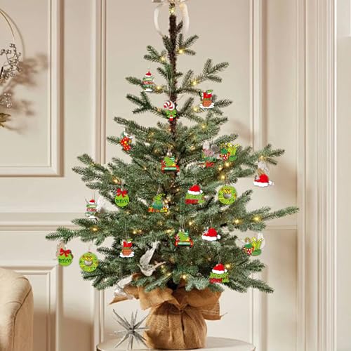 36pcs Christmas Tree Decorations - Wood Christmas Tree Hanging Ornament Holiday Xmas Ornaments Christmas Decorations Decor Home Indoors (36pcs)