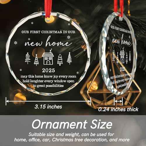 House Warming Gifts New Home for Couple Our First Christmas in Our New Home 2025 Housewarming Gifts for Newlywed Just Married Christmas Tree Decoration Glass Round Ornament