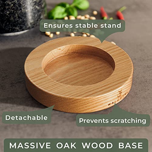 WALDWERK Oak Wood & Natural Granite Mortar and Pestle Set 6.1 Inch - Large Kitchen Grinder for Guacamole