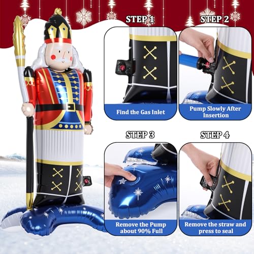 Cinnvoice Soldier B 2 Pack 47-Inch Christmas Nutcracker Balloons with Base - Festive Holiday Decor