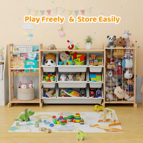Large Toy Storage Organizer with Bookshelf & Stuffed Animal Storage - White 65"