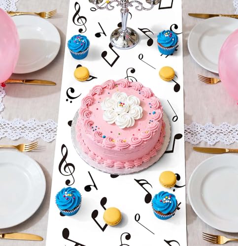 12 Pcs Music Notes Table Runner Plastic 14 x 108 Disposable for Party