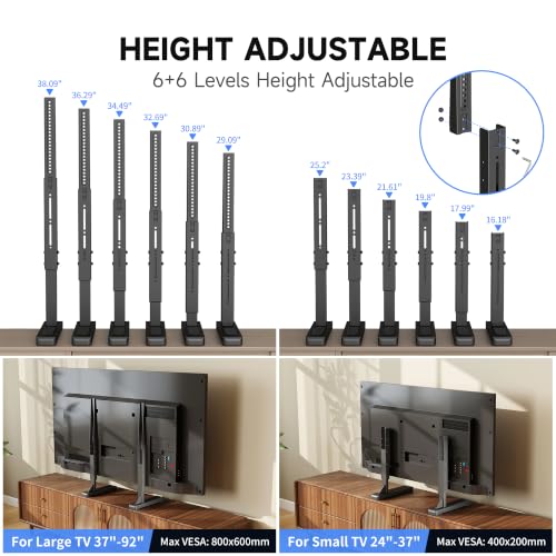 XINLEI Universal Heavy Duty TV Stand for 24-92 Inch Flat & Curved Screens, Supports 180 lbs, VESA 800x600mm, Adjustable Height