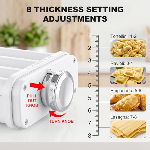 3-in-1 Pasta Maker Attachment for KitchenAid Stand Mixer - Fettuccine & Spaghetti Cutter, Adjustable Thickness