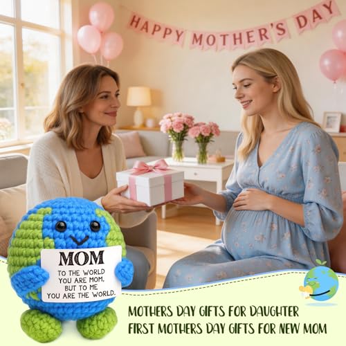 Earth Mom Crochet Gift for Mom from Daughter - Best Mom Ever Xmas Birthday