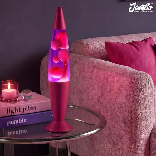 JAMBO 16-Inch Purple Liquid Motion Night Light with Pink Wax & Pink Base - Relaxing Home Decor Lamp for Adults Kids Teens