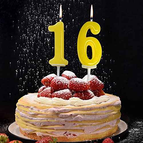 10 Pieces Birthday Cake Candles - Number Candles, Number 0-9 Cake Numeral Candle for Christmas Birthday, Birthday Candles for Wedding Reunion Theme Party (Yellow)
