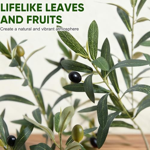 Timoo Faux Olive Tree 7FT Tall Trees Artificial Indoor with White