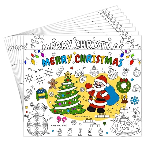 Zoyeven Christmas Disposable Coloring Placemats 45pcs Holiday Kids Crafts