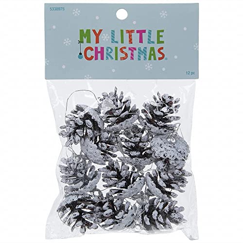 Mini Frosted Pinecone Christmas Tree Ornaments - 12 Pack for Tiny Trees