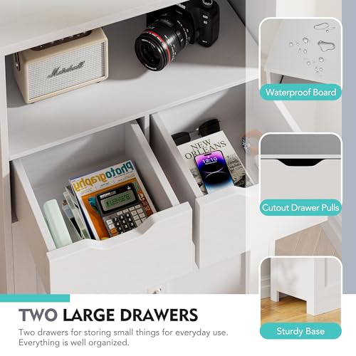 Vongrasig White Bathroom Storage Cabinet - 42.5" Freestanding Tall Floor Cabinet