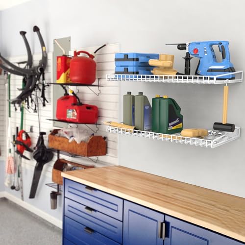 WALMANN 2-Pack White Wall Mounted Garage Shelves 23.5 x 12 inches Storage