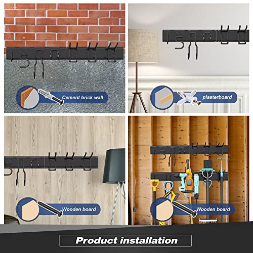 51-Inch Garage Wall Organizer with 8 Hooks & 3 Rails - Heavy Duty Tool Storage