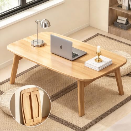 Multi-Purpose Japanese Floor Coffee Table Bamboo Folding Desk for Laptop, Tea & Meditation