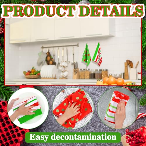 Christmas Hand Towels 6-Pack 23.5x16 in Lime Green Microfiber Kitchen & Bath