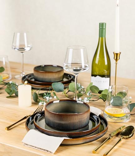 TheTerra 18-Piece Ceramic Dinnerware Set for 6 - Cocoa Mocha