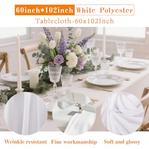 DRESSMAKER 10 Pack White Rectangular Tablecloth 60x102 Inch for 6ft Tables - Elegant & Durable Polyester