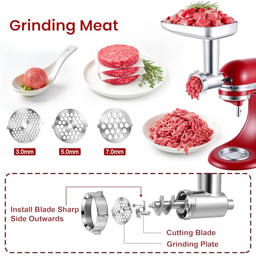 Stainless Steel Meat Grinder Attachment for KitchenAid Mixers - Durable & Easy to Clean