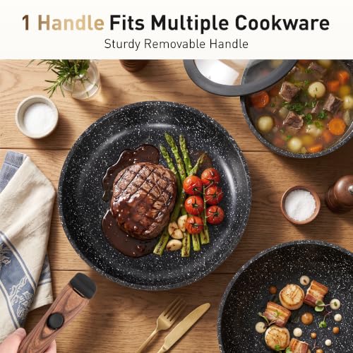 DishDelight 10-Piece Non-Stick Cookware Set with Removable Handles - Black