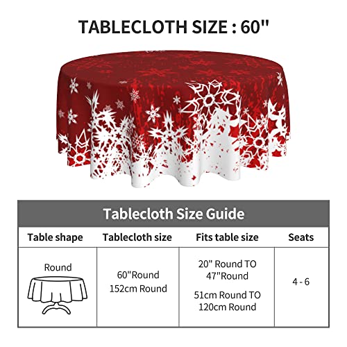 SHAPTOY Red Christmas Round Tablecloth 60 Inch Snowflake Holiday Decor