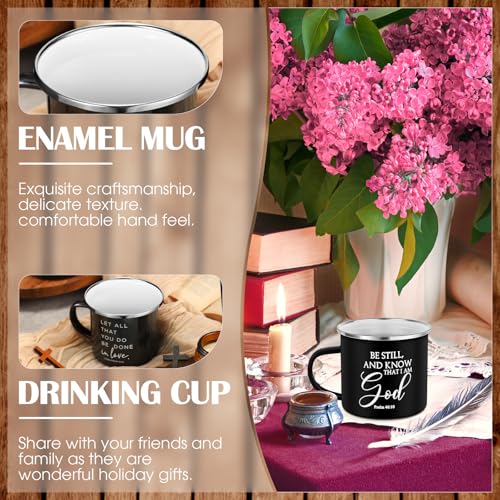 Mifoci Christian Enamel Coffee Mugs with Handle Men Women, Black, 12