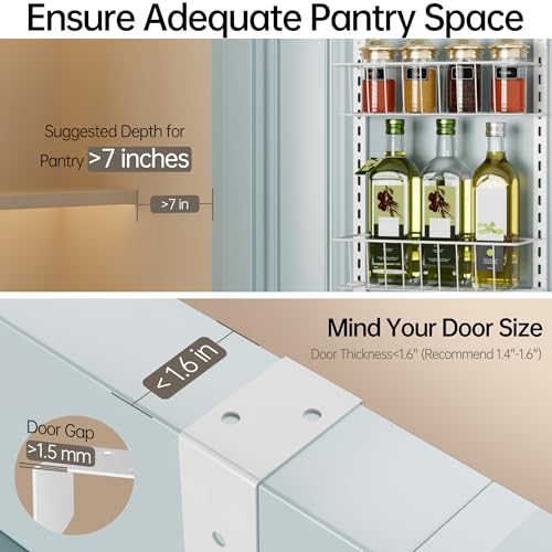 Delamu White 6-Tier Over the Door Pantry Organizer Rack - Small