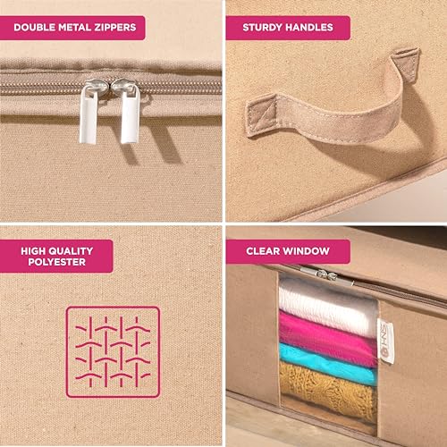 Beige Cedar Clothes Storage Bags - Set of 2 Wardrobe Organizers for Seasonal & Closet Storage