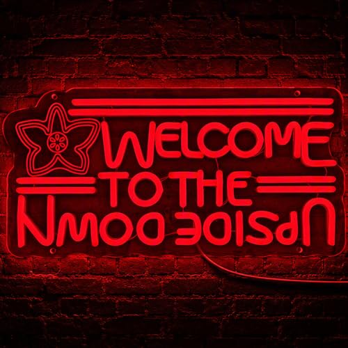 Jefuzh Upside Down Neon Sign - Red USB Powered 9-Level Dimmable Wall Light