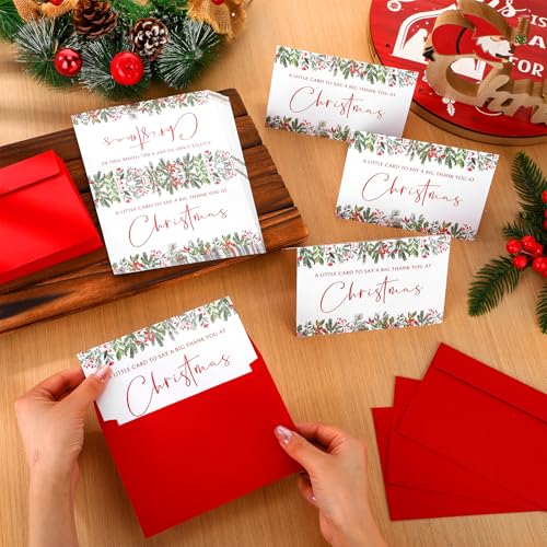 25-Pack Christmas Thank You Cards with Envelopes - 7.9x6in Stationery Set