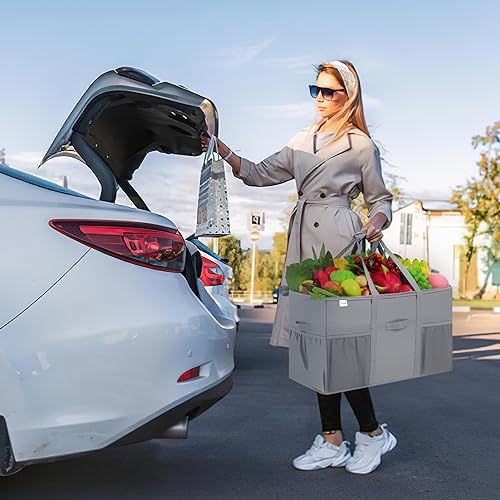 Heavy Duty Extra Large Utility Tote Bag 2 Pack - Collapsible Grocery Shopping Bags with Pockets & Handles