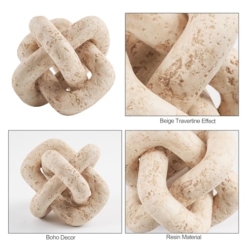 DN DECONATION Beige Travertine Knot Decor - Set of 1 Modern Home Accent