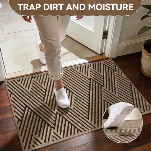Front Door Mat Indoor Outside Entrance Non-Slip Mats Brown 36"x59"