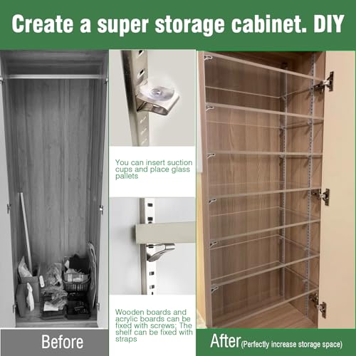 Light Silver 8 Pcs 36 Inch Metal Shelf Pilasters with 40 Clips and 72 Screws - Adjustable Wall Mount Shelving System
