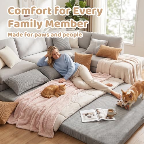 Anevna Charcoal Gray Full Tri-Fold Futon Mattress | Foldable Floor Bed & Lounge