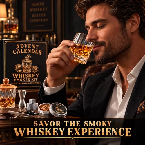 FUNID Whiskey Advent Calendar 2026 for Men with Bourbon Whiskey Smoker Kit