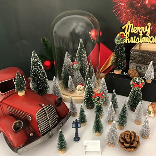 NotiGat Mixed Color Mini Bottle Brush Christmas Trees - 36pcs Tree Village Set