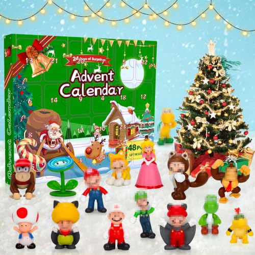 Daughe 48-Piece Christmas Advent Calendar with Holiday Action Figures, Kids & Collectors Gift Set