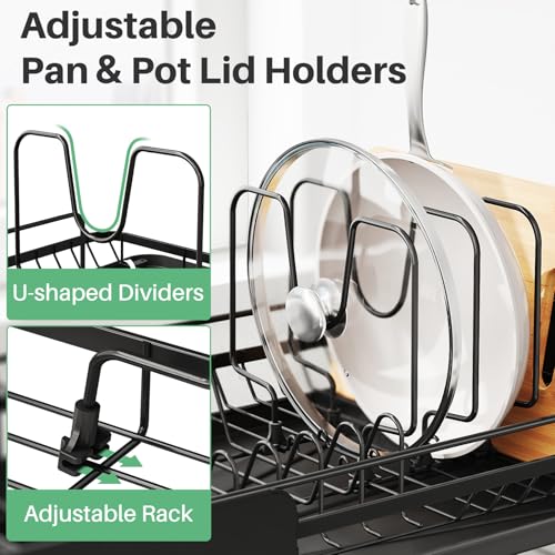 Large Expandable Dish Drying Rack for Kitchen Counter – Black, 19.3-29.4 in | SNTD