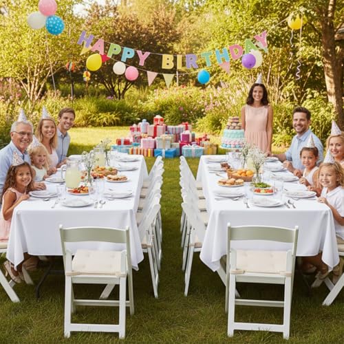 sancua White Table Cloths Rectangle, 8 Pack Tablecloths for 6 Foot