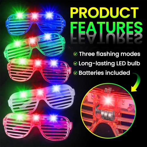 120 Pack LED Glasses - 6 Colors, Glow in The Dark Party Supplies - AstrivixDD