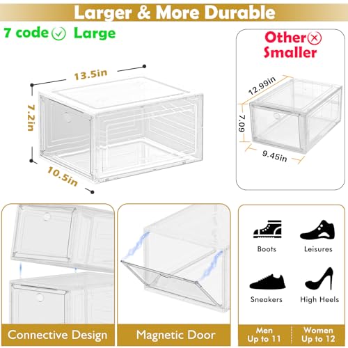 White 12 Pack Stackable Shoe Organizer Boxes with Magnetic Doors