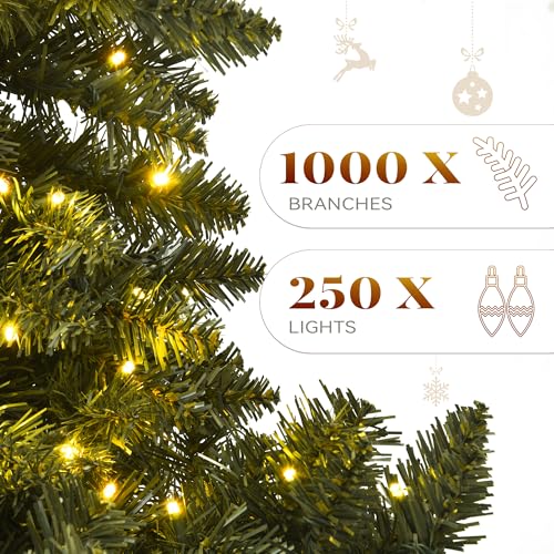 YITAHOME 6ft Pre-Lit Green Artificial Christmas Tree with Remote, 1000 Tips & 250 Lights