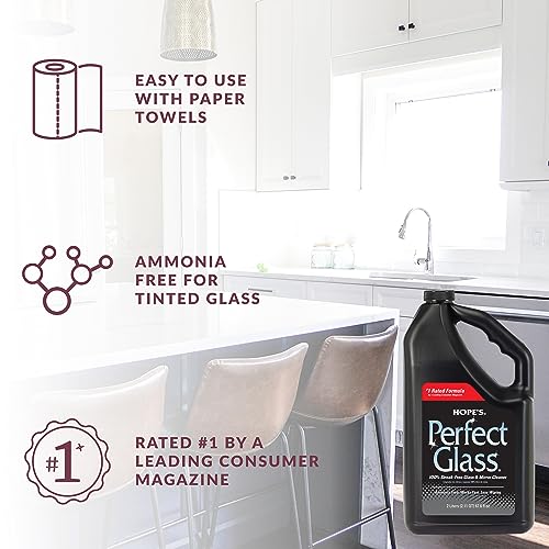 HOPE'S Perfect Glass Cleaner Spray Refill 67.6 Oz Pack of 2 - Streak-Free, Ammonia-Free Multi-Surface Glass & Mirror Cleaner