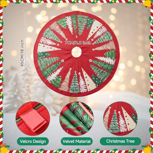 Lanpn 18 Inch Christmas Tree Skirt Velvet Red, 45cm Round Xmas Dust-Proof Mat for Small Artificial Trees