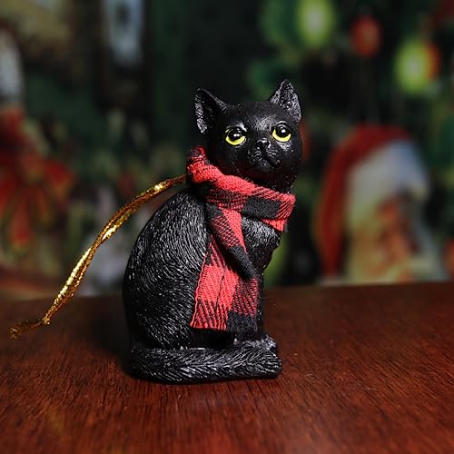 Needzo Black Cat Christmas Ornament 3 Inches (Bombay Kitty with Scarf) — Variation: Black Cat